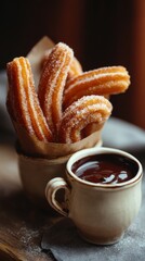 Warm Crispy Churros with Chocolate Dip Delight