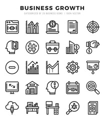 set of business growth icons in lineal style. lineal icons symbol collection.