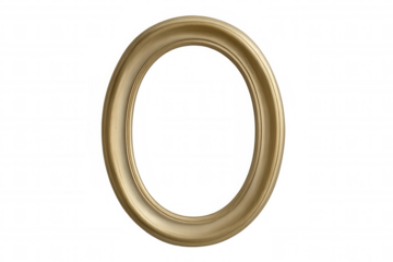 Classic golden oval frame with transparent background, ideal for adding a touch of elegance to artwork, photos, or digital projects