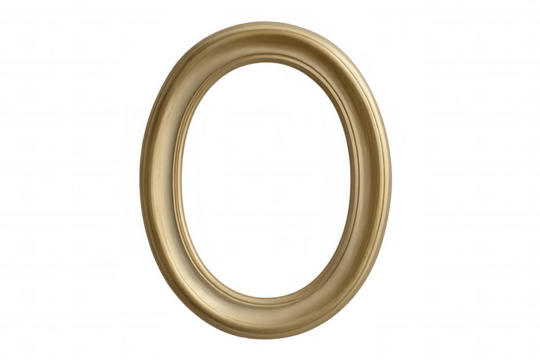 Classic golden oval frame with transparent background, ideal for adding a touch of elegance to artwork, photos, or digital projects