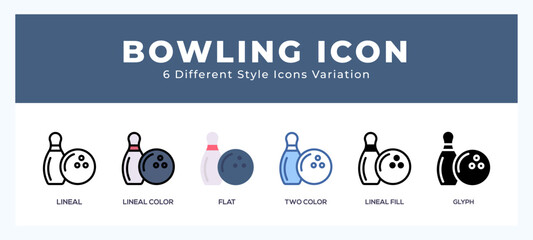 Bowling icons set. Different style of icons simple vector illustration.
