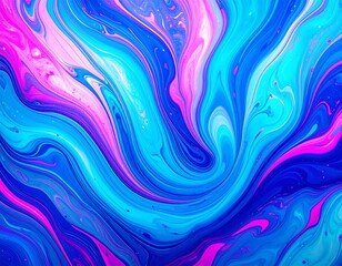 An elegant abstract swirl gradient background featuring flowing curves and smooth transitions between electric blue, hot pink, and neon purple.