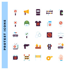 25 Protest Flat icon pack. vector illustration.