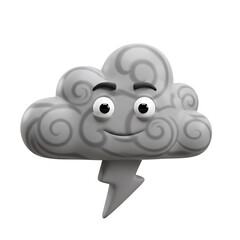 Obraz premium Cartoon storm cloud with lightning bolt