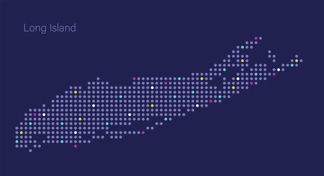 Long Island, NY dotter illuminated map.