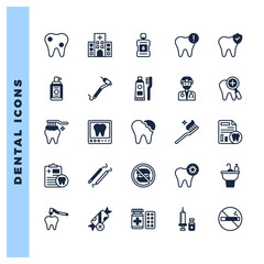 25 Dental Lineal Fill icons pack. vector illustration.
