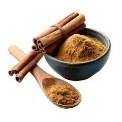 High angle view of spices with spices isolated on transparent background.