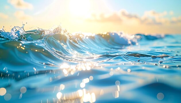 Ocean Wave at Sunrise Sparkling Water Texture