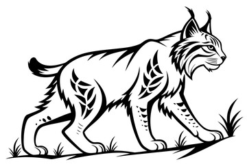 Obraz premium Illustration of a lynx walking isolated on white background