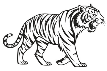 Obraz premium Tiger vector illustration isolated on white background, wild cat predator