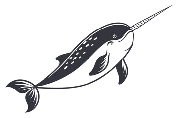 Obraz premium Cartoon illustration of a narwhal isolated on white background