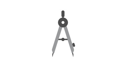 Gray Metal Drawing Compass with Sharp Points and a Circular Head