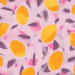 A trendy abstract background for modern designs. An interesting combination of textured stripes and bright lemons. Ideal for backgrounds, covers and fabric printing. © Nataliia