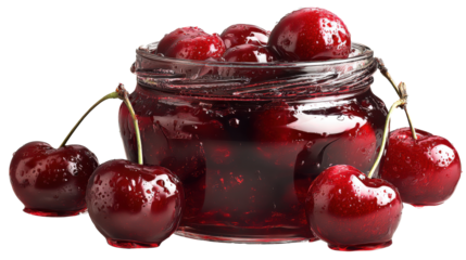 Tart cherry jam isolated on a white background