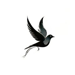 Fototapeta premium swooping bird silhouette logo minimalist style isolated on white background