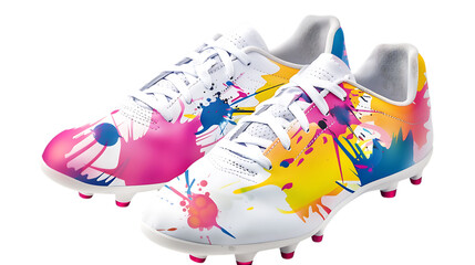 Colorful soccer cleats for kids youth and adults footwear sports shoes outdoor athletic equipment gear 100 characters soccer cleats on transparent background -football shoes