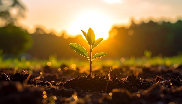 Emergence: A young sprout embracing the sunlight for growth and vitality