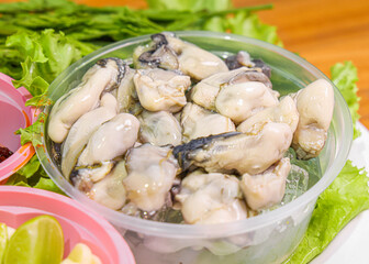 Fresh Oysters on Ice in a Bowl