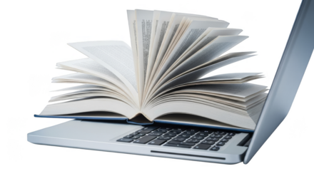 Open Book On Laptop Education Concept