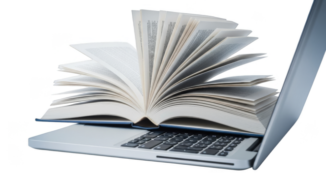 Open Book On Laptop Education Concept