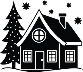 Fototapeta premium christmas village house on white background.eps