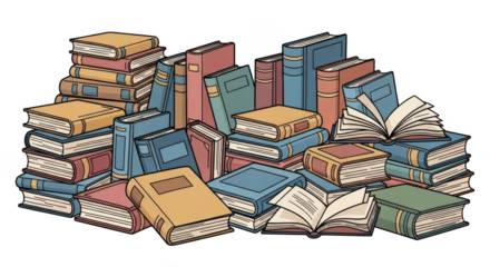 Stack Of Books Cartoon Illustration