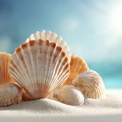 Obraz premium Seashells on Sandy Shore (1)