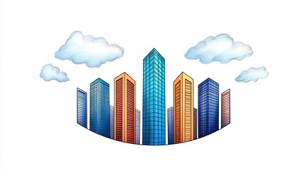 Obraz premium Reflective Perspective of Glass Skyscrapers Urban Architecture Business Environment low angle cityscape View