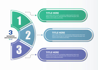 Business infographic 3 process design with number.