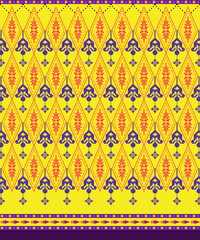 Ajrakh Pattern and block print Pattern, Hand drawn colourful geometric flowers, seamless patterns with floral for fabric, textiles, clothing, wrapping paper, backdrop, banner, illustration, abstract 