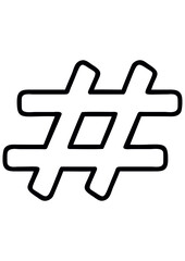 Obraz premium Simple black hashtag symbol on white background Concept of set icon 