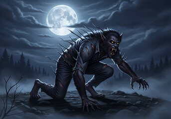 Werewolf under the full moon