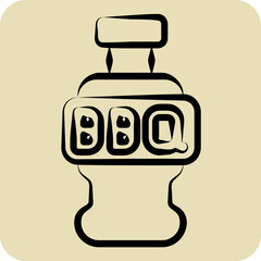 Icon BBQ Sauce. related to BBQ symbol. hand drawn style. design editable