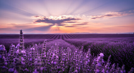 Fototapeta premium Lavender Dreamscape Sunset