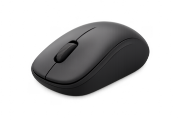Wireless mouse resting on transparent background