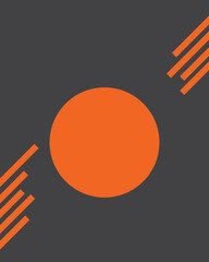 Abstract Orange Circle with Diagonal Line Accents on Dark Gray Background.