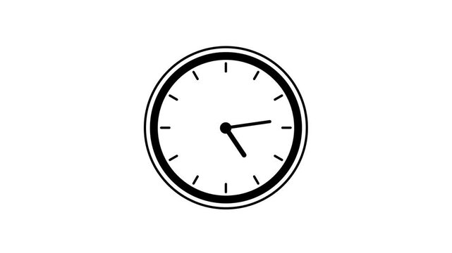 Simple clock stop watch icon animation isolated on white background, analog clock icon animation. 4K Video