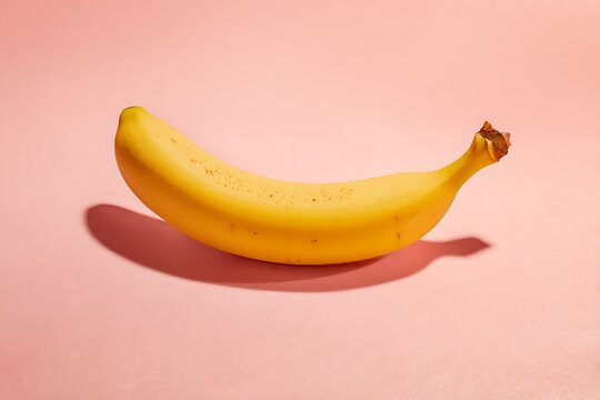 Vibrant Yellow Banana on Pink Background with Soft Shadow – Minimalist Fruit Photography for Healthy Lifestyle and Design Concepts - Powered by Adobe