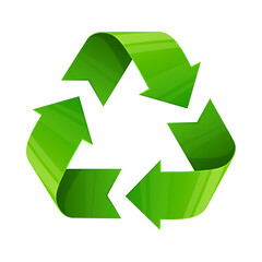 Obraz premium Green recycling symbol with glossy texture. Vector illustration of an eco-friendly icon for environmental conservation and sustainability.
