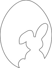 Simple line art of an Easter egg with a bunny rabbit silhouette cutout.