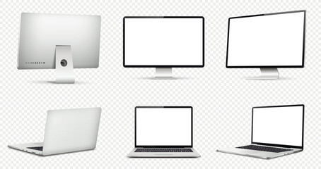 Computer screen mockup, laptop computer mockup different angles views.