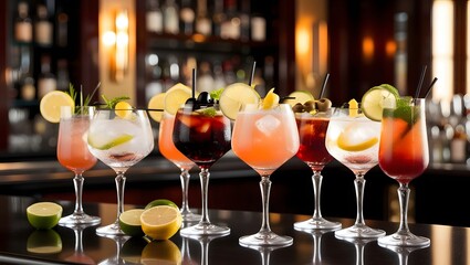 Glass of wine and champagne on a table at a restaurant celebration