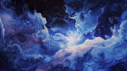 A cosmic storm painted in delicate watercolor pastels