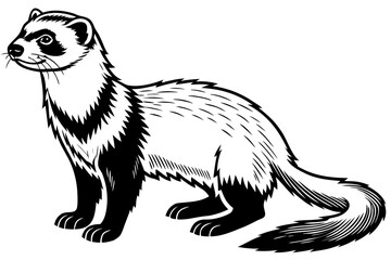 Black footed ferret isolated on white background in a vector illustration