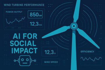 AI for social impact drives wind turbine performance with power output and wind speed data enhancing sustainable energy solutions