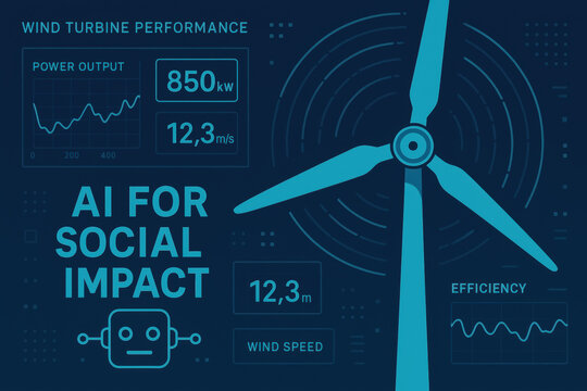 AI for social impact drives wind turbine performance with power output and wind speed data enhancing sustainable energy solutions