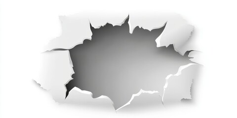 Fototapeta premium Abstract Design of a Ragged Hole in a Worn Paper Sheet with Decorative Elements and Shadows