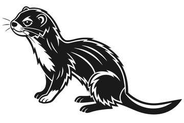 Obraz premium Illustration of a ferret standing and looking to the side isolated on white background