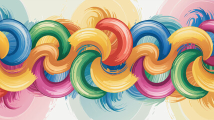 Obraz premium Swirling Abstract Brushstroke Rings Colorful Artistic Design Featuring Orange, Red, Yellow, Green, Blue, and Pink