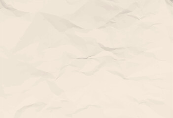 Ecru paper background with rough, crumpled texture. Thin retro Japanese, Chinese packaging paper. Off white wrinkled sheet vector template. Vintage Korean style dusty cream wallpaper.
